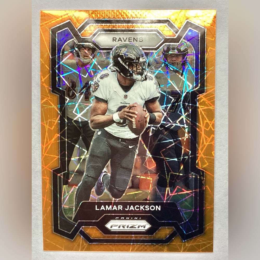 LAMAR JACKSON ORANGE LAZAR | 2023 PANINI-PRIZM FOOTBALL